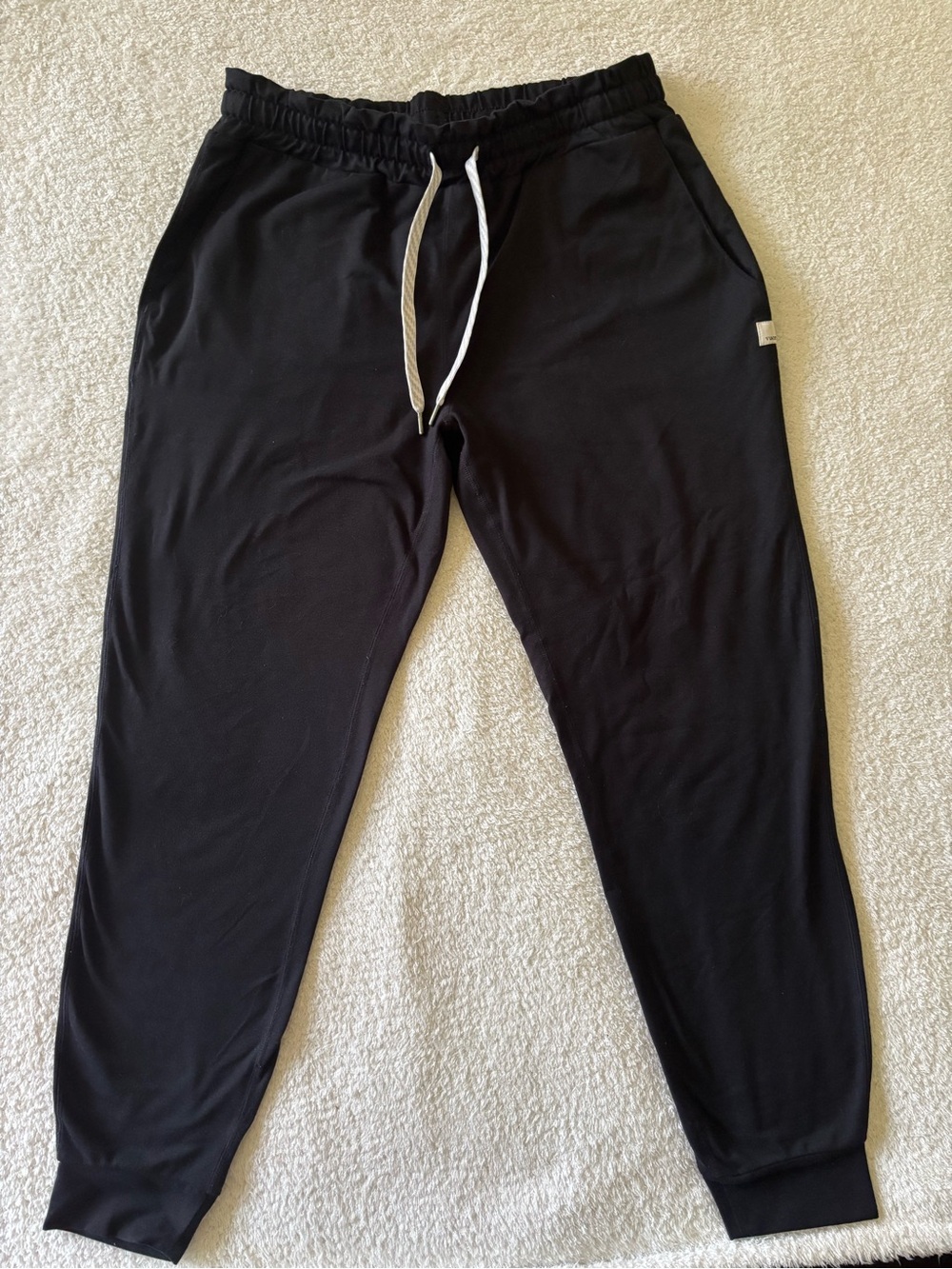 Vuori Black Jogger Sweatpants with White Drawstring
